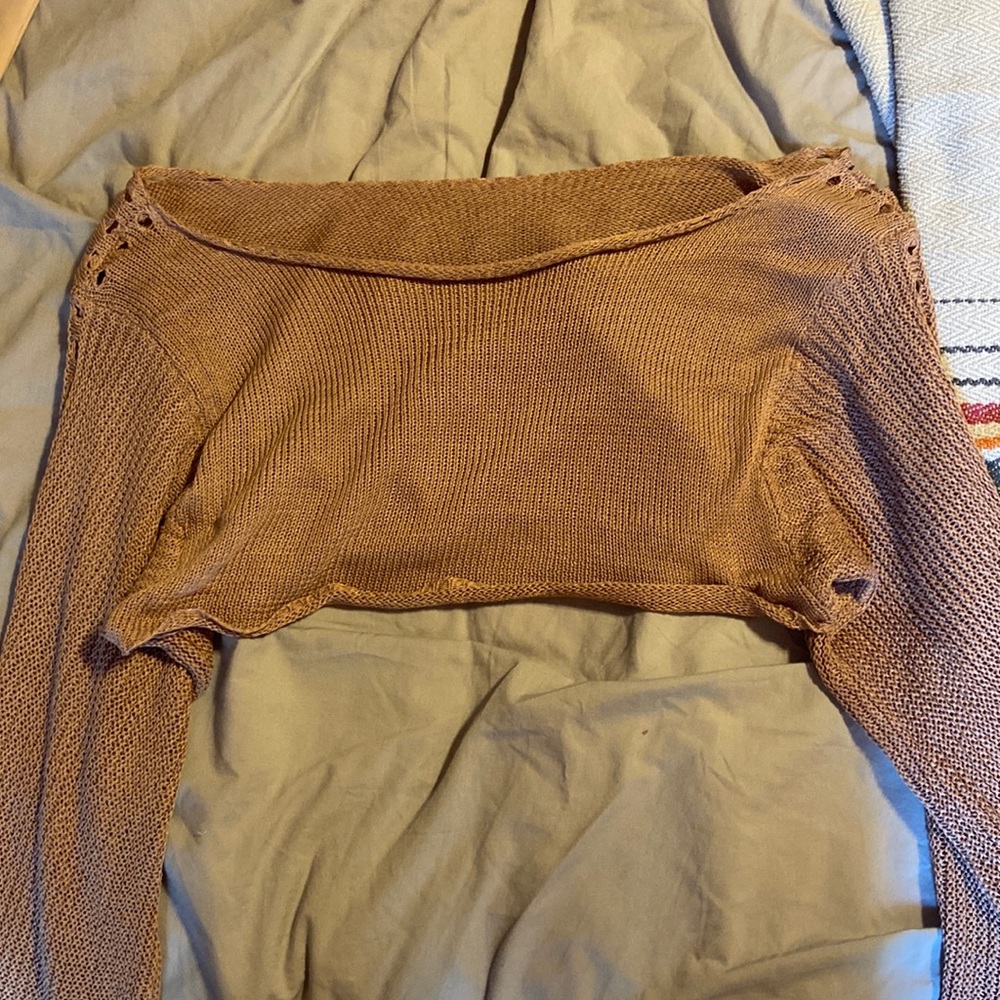 adorable off the shoulder cropped long sleeve